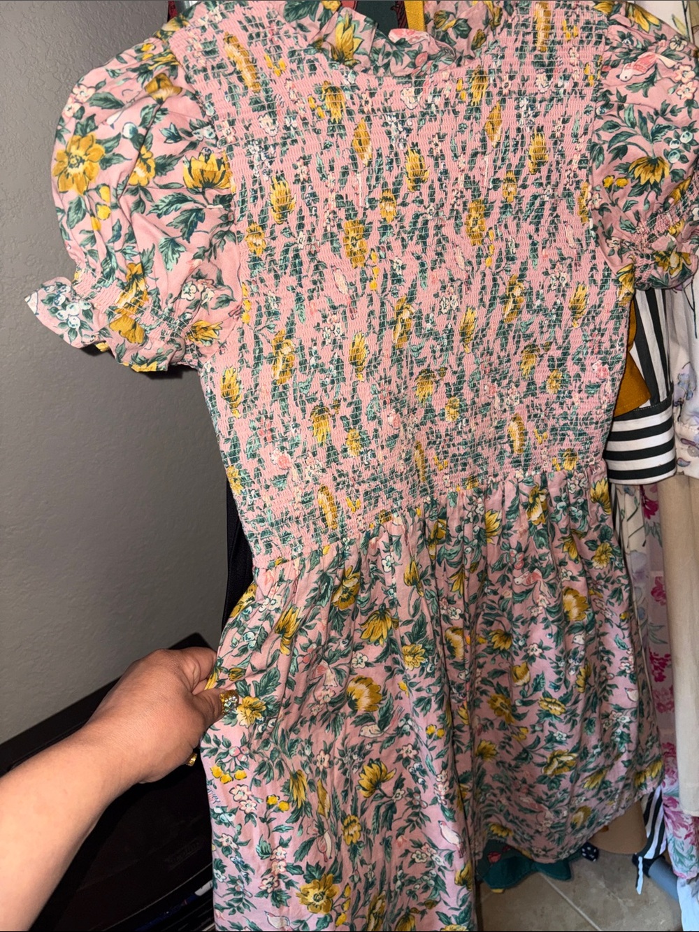 Janie and Jack Pink Floral Smocked Dress with  Flowers size 18